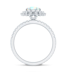 Natural Opalescent Circle Engagement Ring with Double Halo
