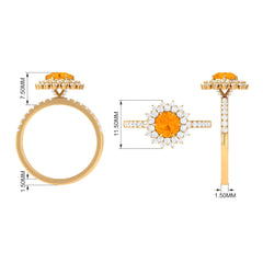 Round Fire Opal Statement Engagement Ring with Moissanite