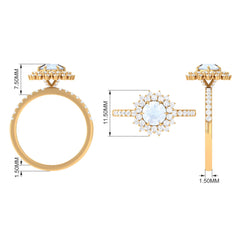 1.5 CT Round Moonstone Statement Engagement Ring with Moissanite