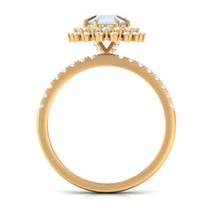 1.5 CT Round Moonstone Statement Engagement Ring with Moissanite