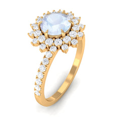 1.5 CT Round Moonstone Statement Engagement Ring with Moissanite