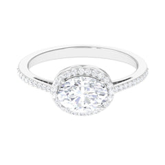 2.5 CT Oval Simulated Diamond East West Halo Engagement Ring