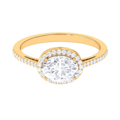 2.5 CT Oval Simulated Diamond East West Halo Engagement Ring