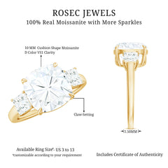 Cushion Moissanite Huge Engagement Ring
