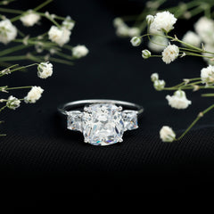 Certified 6 Carat Cubic Zirconia Three Stone Engagement Ring