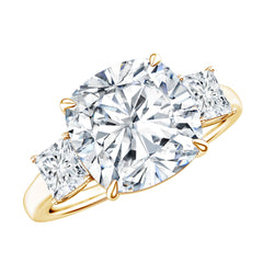 Cushion Cut Zircon Solitaire Engagement Ring with Side Stones