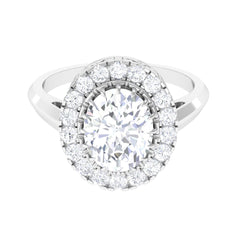 4.75 CT Vintage Style Oval Simulated Diamond Halo Engagement Ring