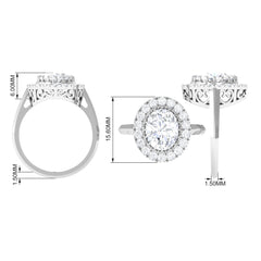 4.75 CT Vintage Style Oval Simulated Diamond Halo Engagement Ring