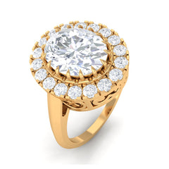 4.75 CT Vintage Style Oval Simulated Diamond Halo Engagement Ring