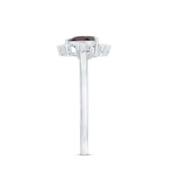 Certified Real Garnet Heart Engagement Ring with Diamond
