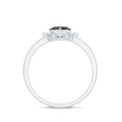 Certified Real Garnet Heart Engagement Ring with Diamond