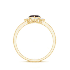 Certified Real Garnet Heart Engagement Ring with Diamond