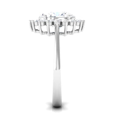 Oval Cut Cubic Zirconia Halo Statement Engagement Ring