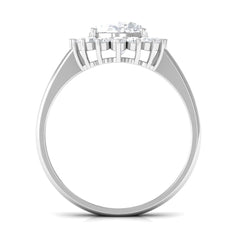 Oval Cut Cubic Zirconia Halo Statement Engagement Ring