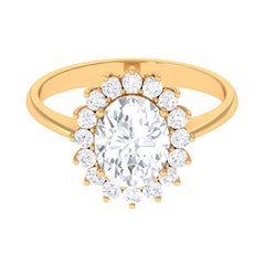 Oval Cut Cubic Zirconia Halo Statement Engagement Ring