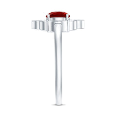 Art Deco Style Lab Created Ruby Solitaire Engagement Ring