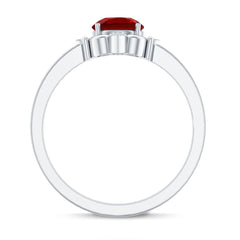 Art Deco Style Lab Created Ruby Solitaire Engagement Ring