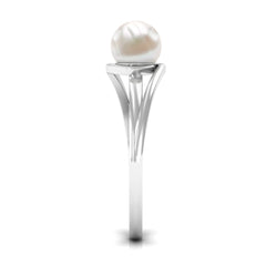 Round Freshwater Pearl Solitaire Bypass Ring