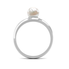 Round Freshwater Pearl Solitaire Bypass Ring