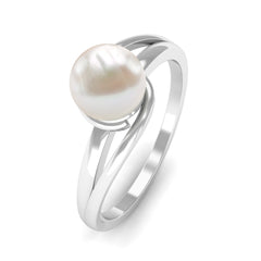 Round Freshwater Pearl Solitaire Bypass Ring