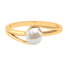 Round Freshwater Pearl Solitaire Bypass Ring