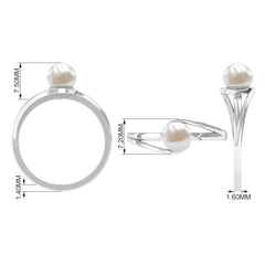 Round Freshwater Pearl Solitaire Bypass Ring