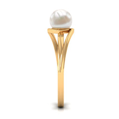 Round Freshwater Pearl Solitaire Bypass Ring