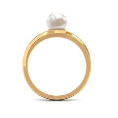 Round Freshwater Pearl Solitaire Bypass Ring