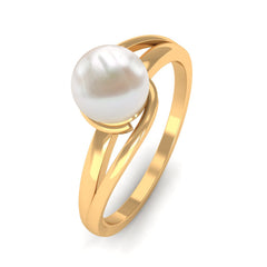 Round Freshwater Pearl Solitaire Bypass Ring