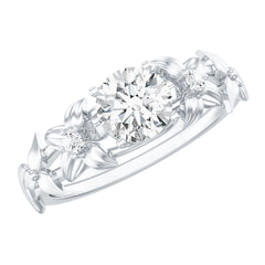 Round Cut 6 MM Moissanite Floral Engagement Ring