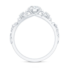 Round Cut 6 MM Moissanite Floral Engagement Ring