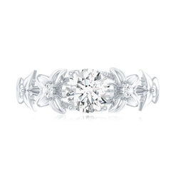 Round Cut 6 MM Moissanite Floral Engagement Ring