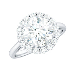 3 CT Round Shape Simulated Diamond Simple Halo Ring