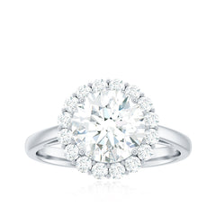 3 CT Round Shape Simulated Diamond Simple Halo Ring