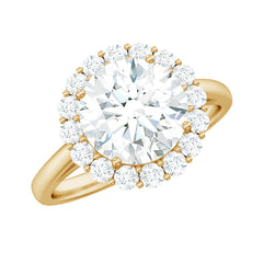 3 CT Round Shape Simulated Diamond Simple Halo Ring