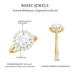 3 CT Round Shape Simulated Diamond Simple Halo Ring