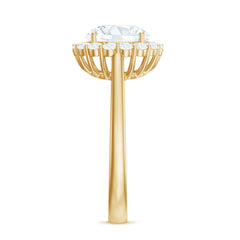 3 CT Round Shape Simulated Diamond Simple Halo Ring