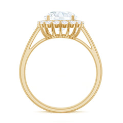 3 CT Round Shape Simulated Diamond Simple Halo Ring