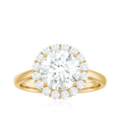 3 CT Round Shape Simulated Diamond Simple Halo Ring