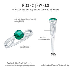 Certified Lab Grown Emerald Diamond Engagement Ring with Infinity Shank