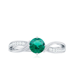 Certified Lab Grown Emerald Diamond Engagement Ring with Infinity Shank