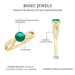Certified Lab Grown Emerald Diamond Engagement Ring with Infinity Shank