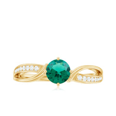 Certified Lab Grown Emerald Diamond Engagement Ring with Infinity Shank
