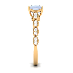 1 CT Princess Cut Moonstone Solitaire Ring with Diamond Side Stones