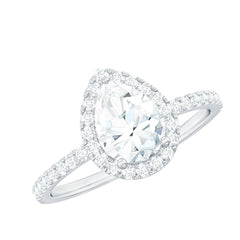 Pear Shaped Simulated Diamond Halo Engagement Ring