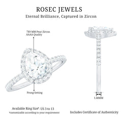 Pear Shaped Simulated Diamond Halo Engagement Ring