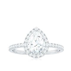 Pear Shaped Simulated Diamond Halo Engagement Ring