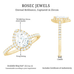 Pear Shaped Simulated Diamond Halo Engagement Ring