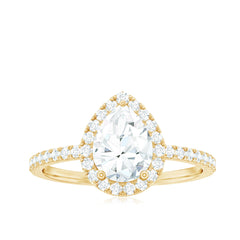Pear Shaped Simulated Diamond Halo Engagement Ring