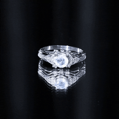 Vintage Inspired Moonstone Engagement Ring with Diamond